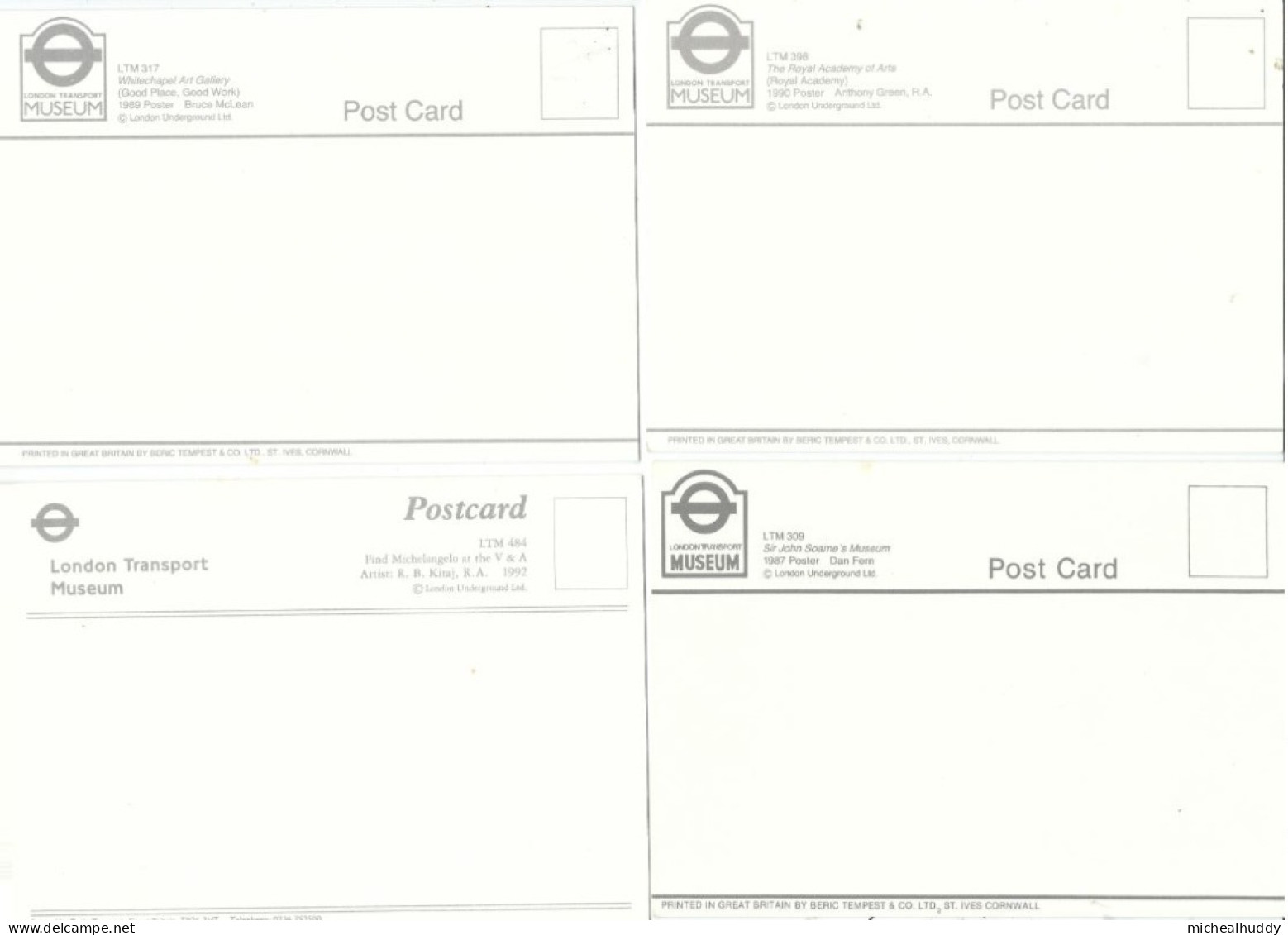 4 POSTCARDS UK LONDON TRANSORT POSTERS ON POSTCARDS   LONDON UNDERGROUND MUSEUMS - Materiale