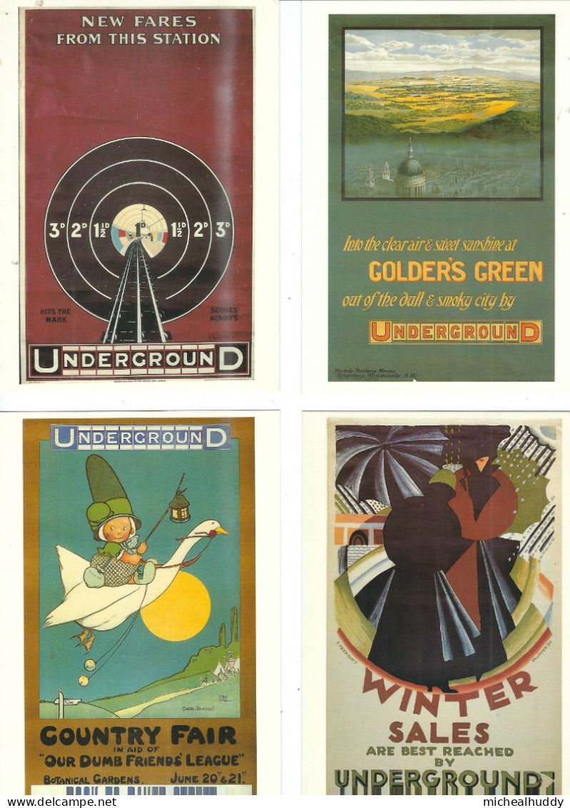 4 POSTCARDS UK LONDON TRANSORT POSTERS ON POSTCARDS   LONDON UNDERGROUND - Zubehör