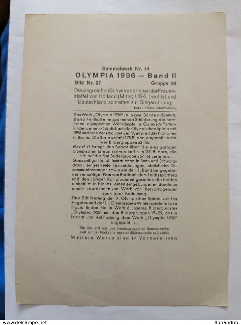 CP - Grand Format Sammelwerk 13 Olympia 1936 Bild 97 Gruppe 58 Natation - Juegos Olímpicos