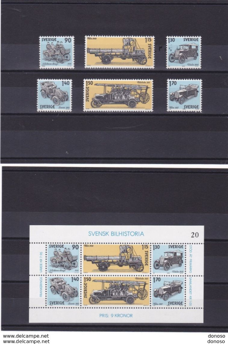 SUEDE 1980 VOITURES Yvert 1100-1105 + BF 8 NEUF** MNH Cote : 9 Euros - Unused Stamps