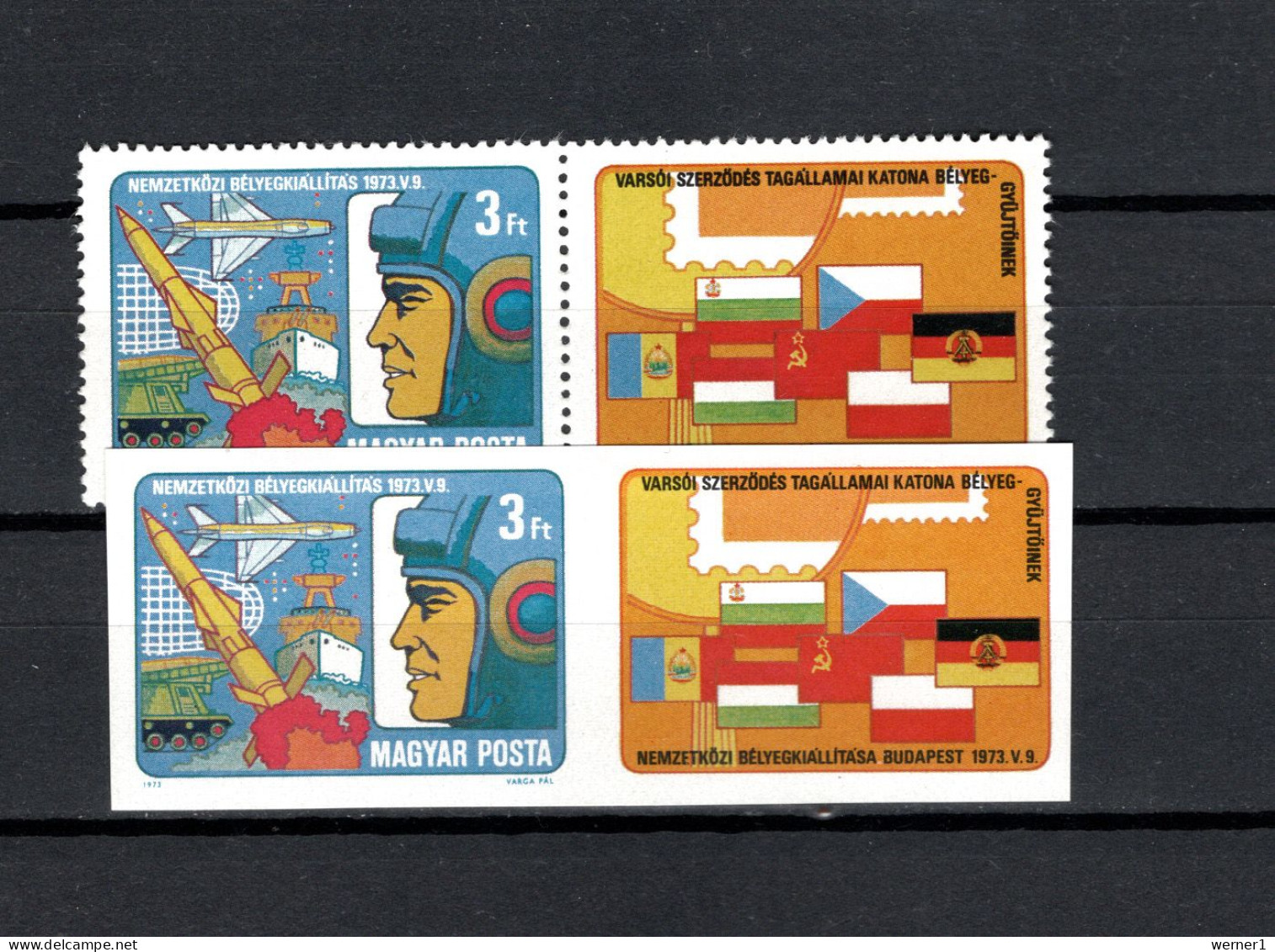 Hungary 1973 Space, Stamp Exhibition Stamp With Label Perf. And Imperf. MNH - Europe