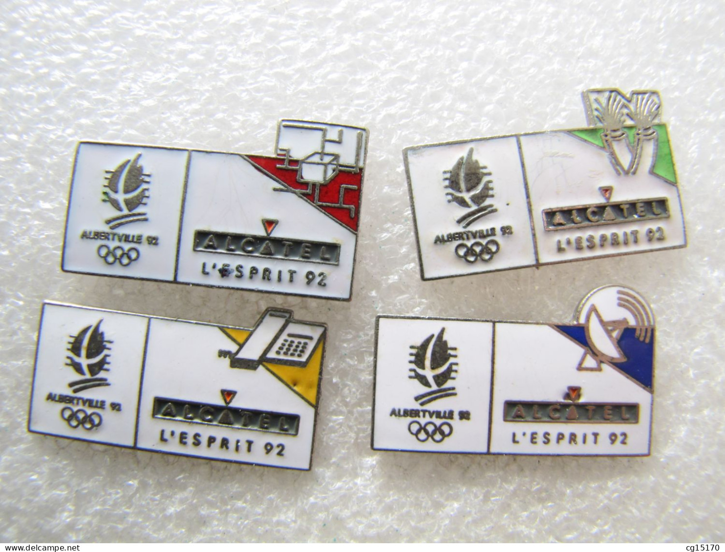 PIN'S   LOT  4    JEUX OLYMPIQUES  ALBERTVILLE   ALCATEL  Email Grand Feu - Olympische Spiele