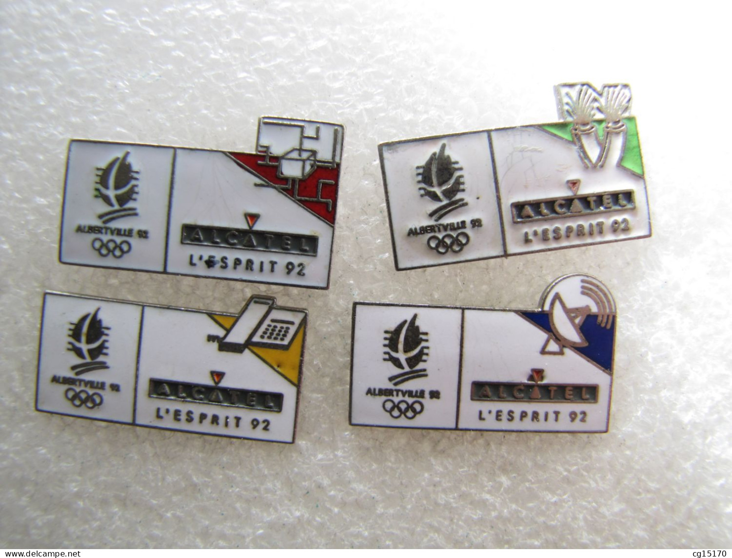 PIN'S   LOT  4    JEUX OLYMPIQUES  ALBERTVILLE   ALCATEL  Email Grand Feu - Juegos Olímpicos