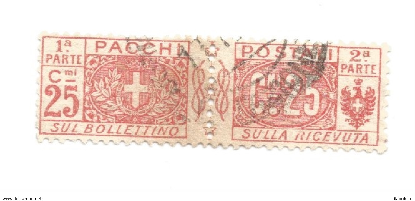 (REGNO D'ITALIA) 1914-1922, PACCHI POSTALI, 25c - 1 Francobollo Usato, Annullo Da Periziare (CAT. SASSONE N.10) - Postpaketten