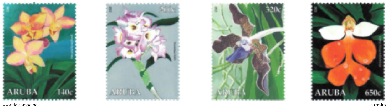 Aruba 2022, Orchids, 4val - Curacao, Netherlands Antilles, Aruba