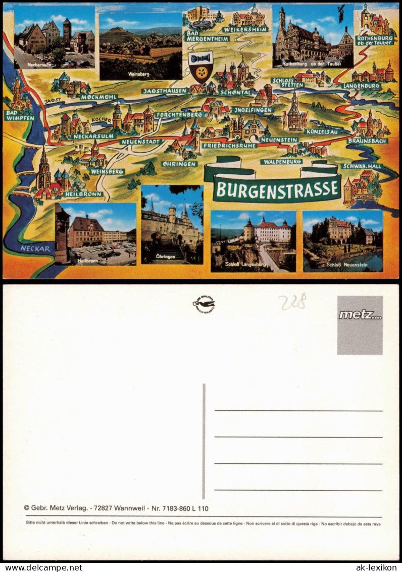 Landkarten Ansichtskarte Burgenstrasse Wimpfen Heilbronn U.a. 1981 - Landkaarten