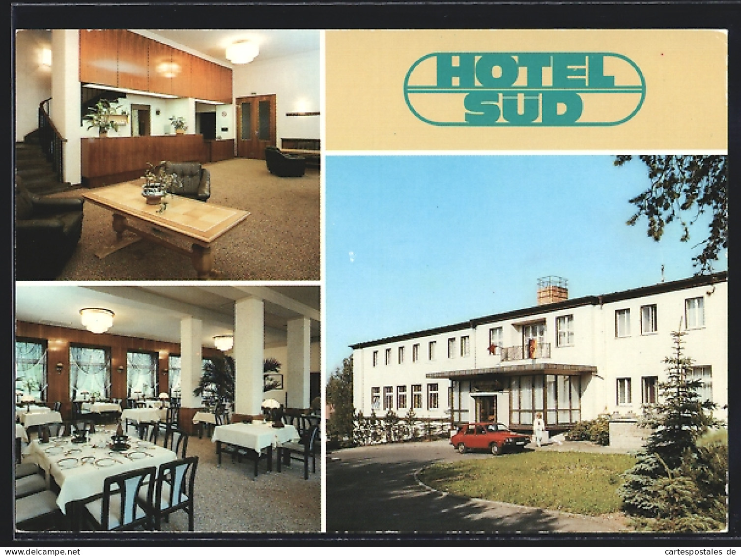 AK Strausberg, VE Militärhandelsorganisation Hotel Süd, Foyer, Speiserestaurant  - Strausberg