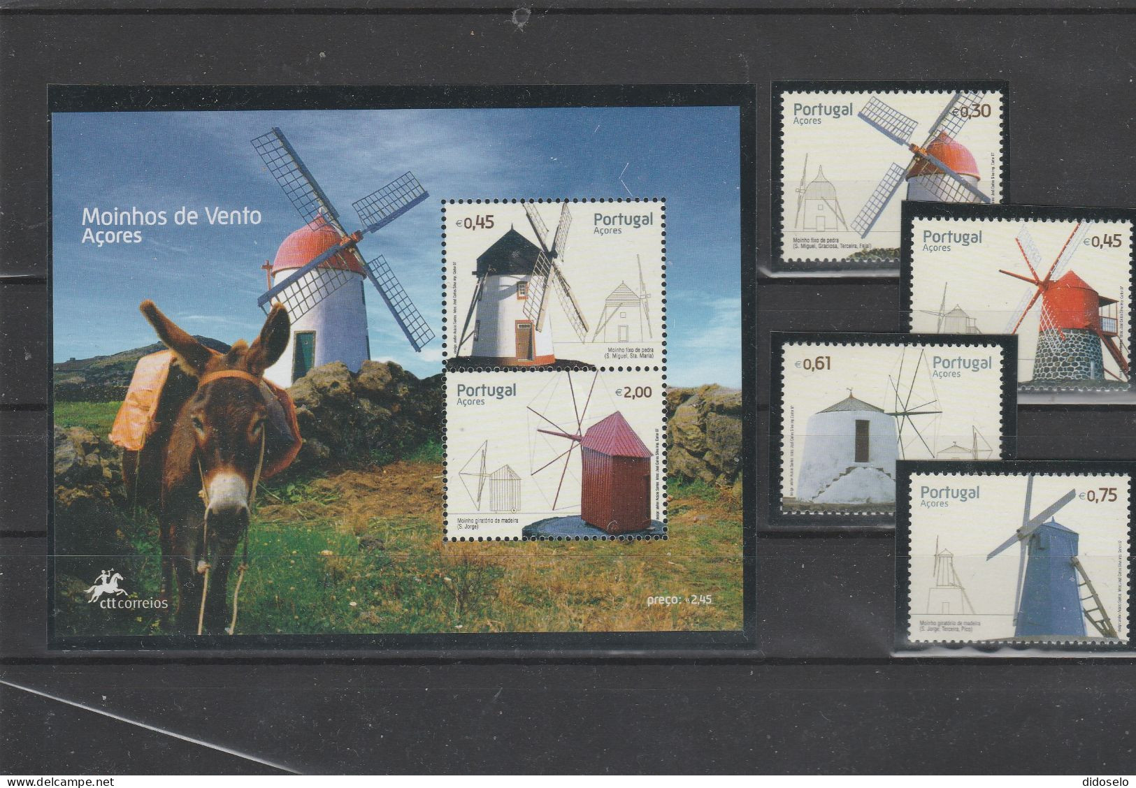 Portugal / Azores - 2007 - Windmills / MNH(**) Set + S/S - Windmills