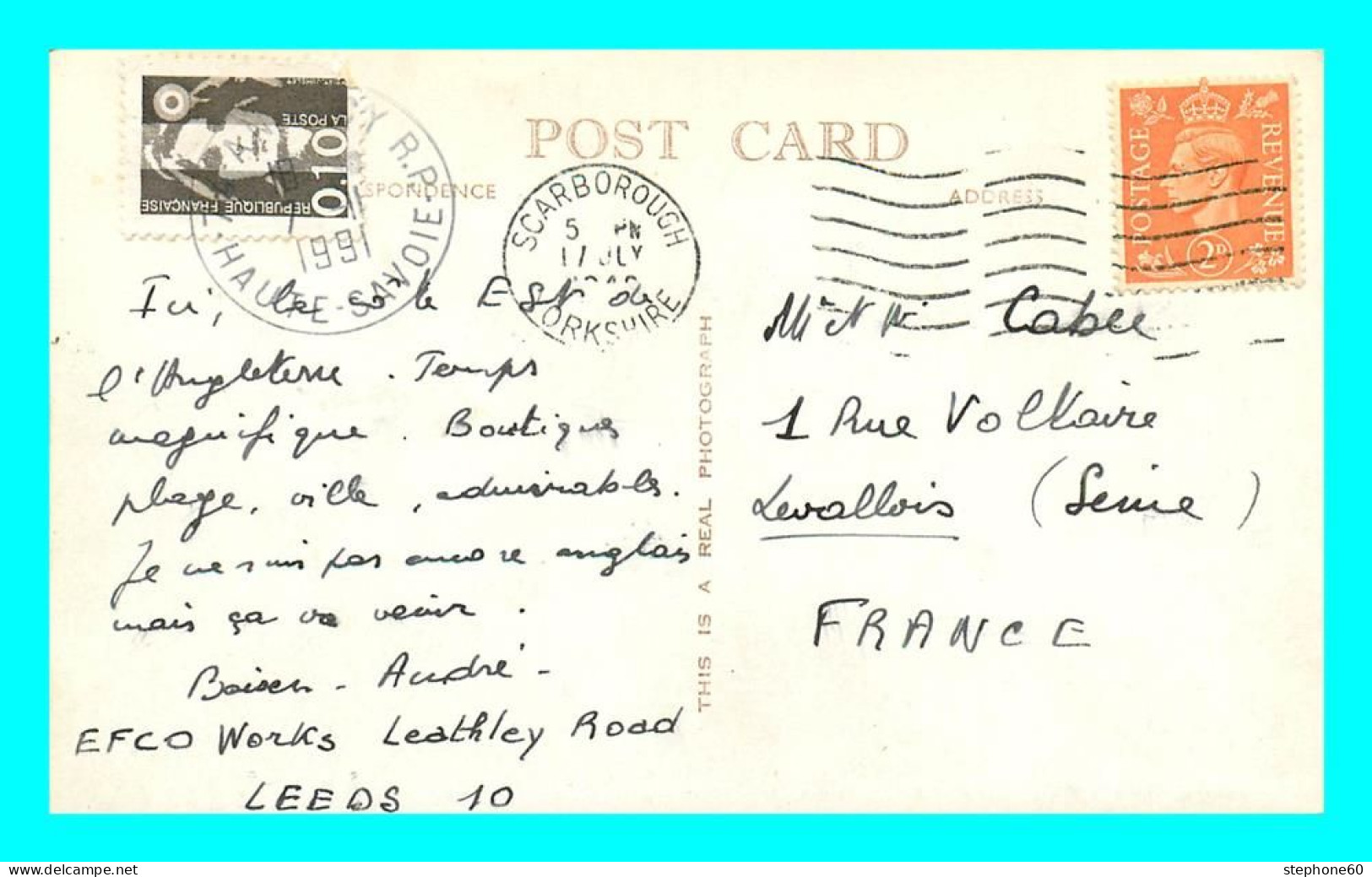 A725 / 261 Curieux Timbre Français + Timbre Grande Bretagne Sur Lettre A VOIR ! - Lettres & Documents