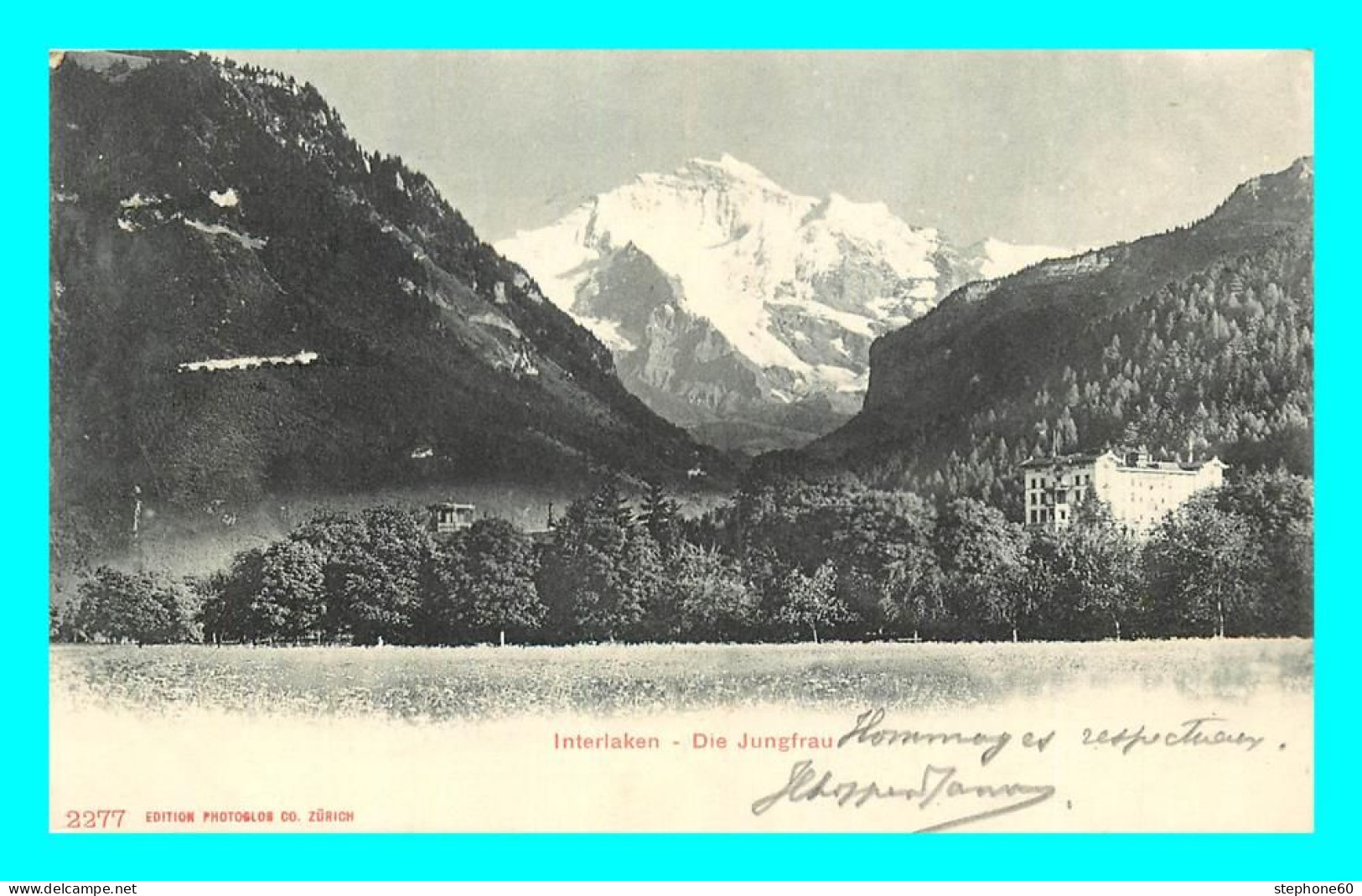 A736 / 219 Timbre 10c Cachet Sur Carte INTERLAKEN Die Jungfrau - Cartas & Documentos