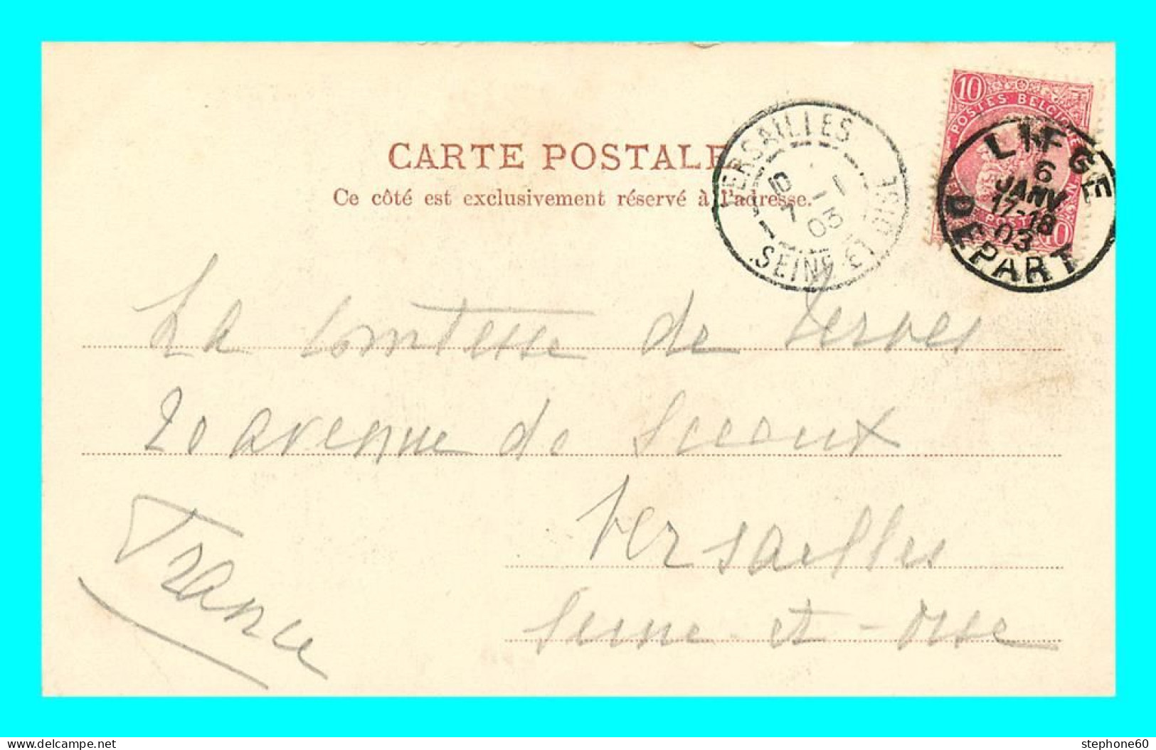 A736 / 239 Timbre Fine Barbe Seul Cachet LIEGE DEPART 1903 - 1893-1900 Barba Corta