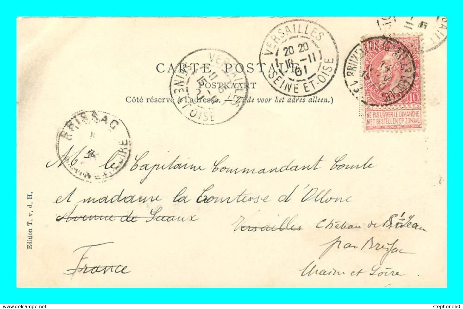 A736 / 207 Timbre Fine Barbe Seul Sur Carte Bruxelles - 1893-1900 Barba Corta