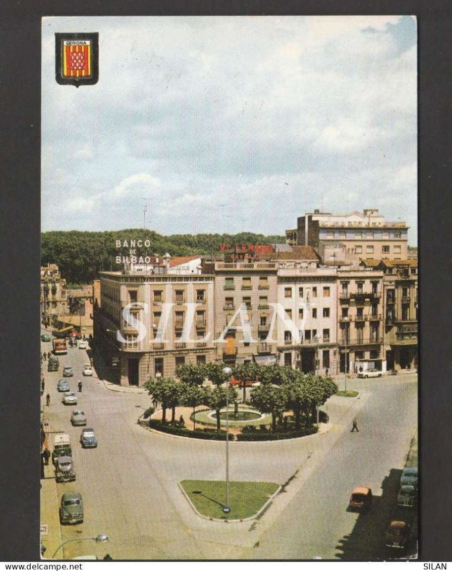 Postal Gerona Plaza Marqués De Camps Escudo De Oro - Gerona