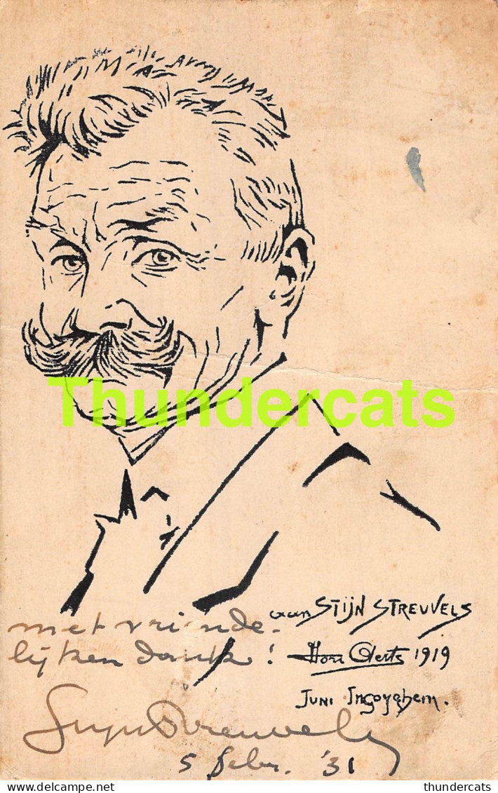 CPA ORIGINELE HANDTEKENING STIJN STREUVELS 1931  (  PLOOI IN HET MIDDEN ) - Schriftsteller