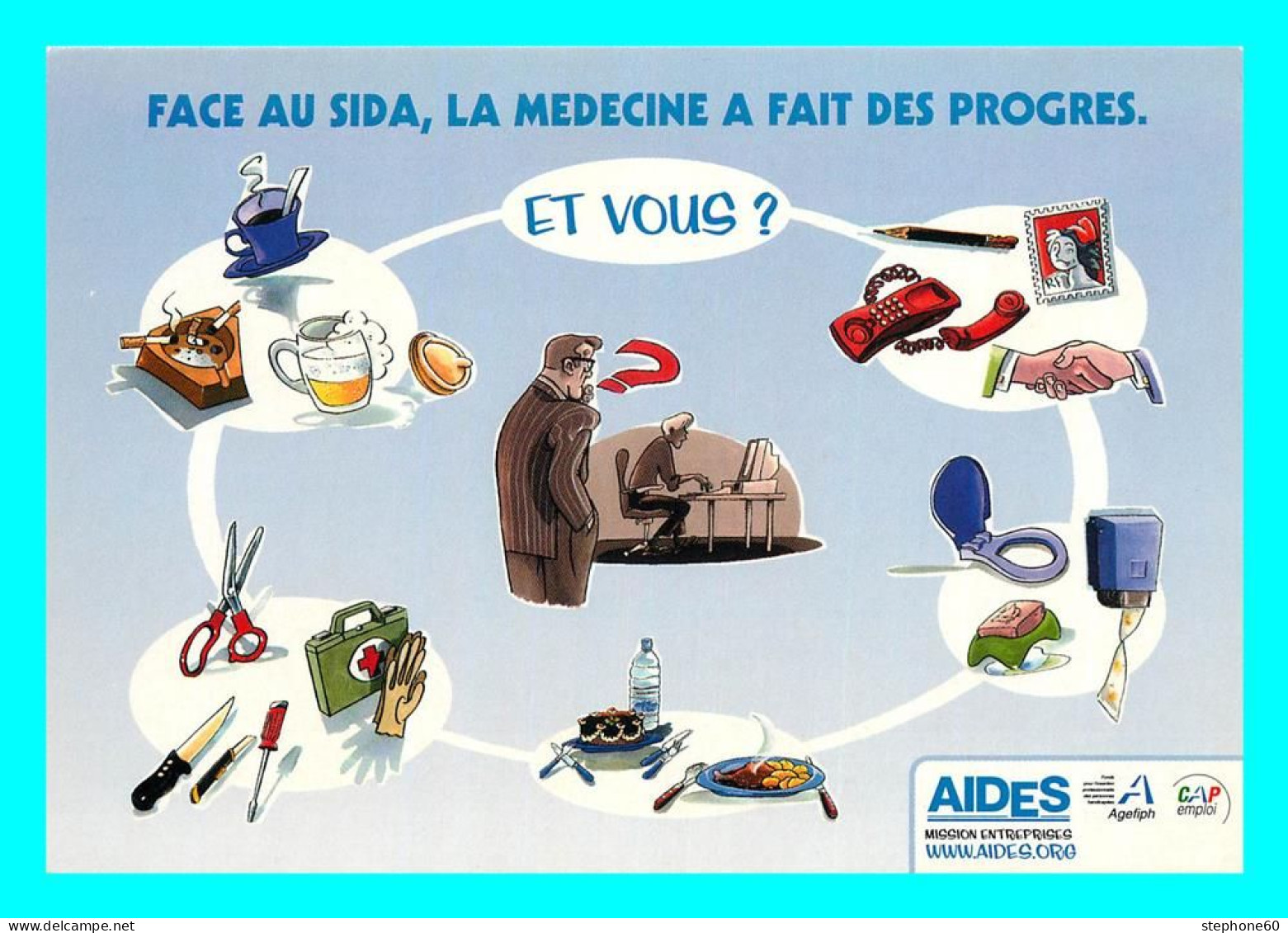 A757 / 355 Carte Pub AIDES - Face Au Sida - Reclame