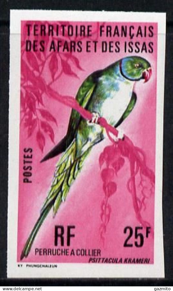 Afars & Issas 1975, Birds, Rose Ringed Parakeet, 1val IMPERFORATED - Ungebraucht