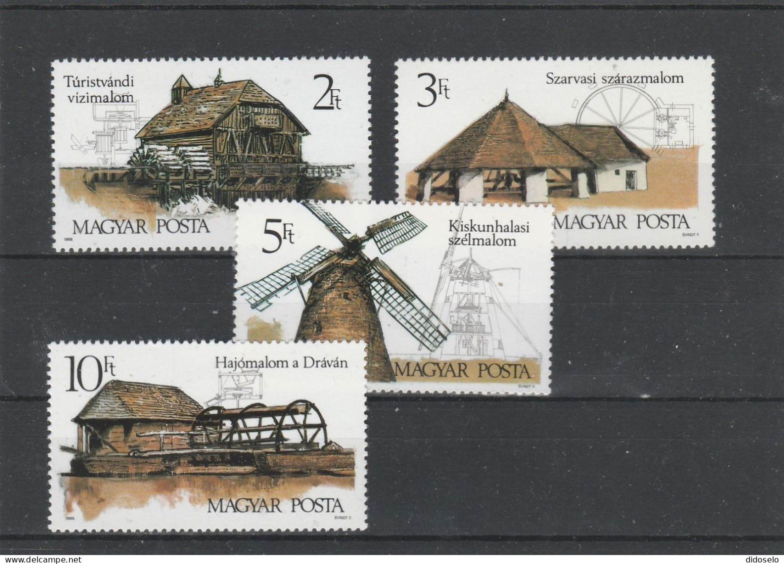 Hungary - 1989 -windmills And Watermills / MNH(**) Set - Molinos