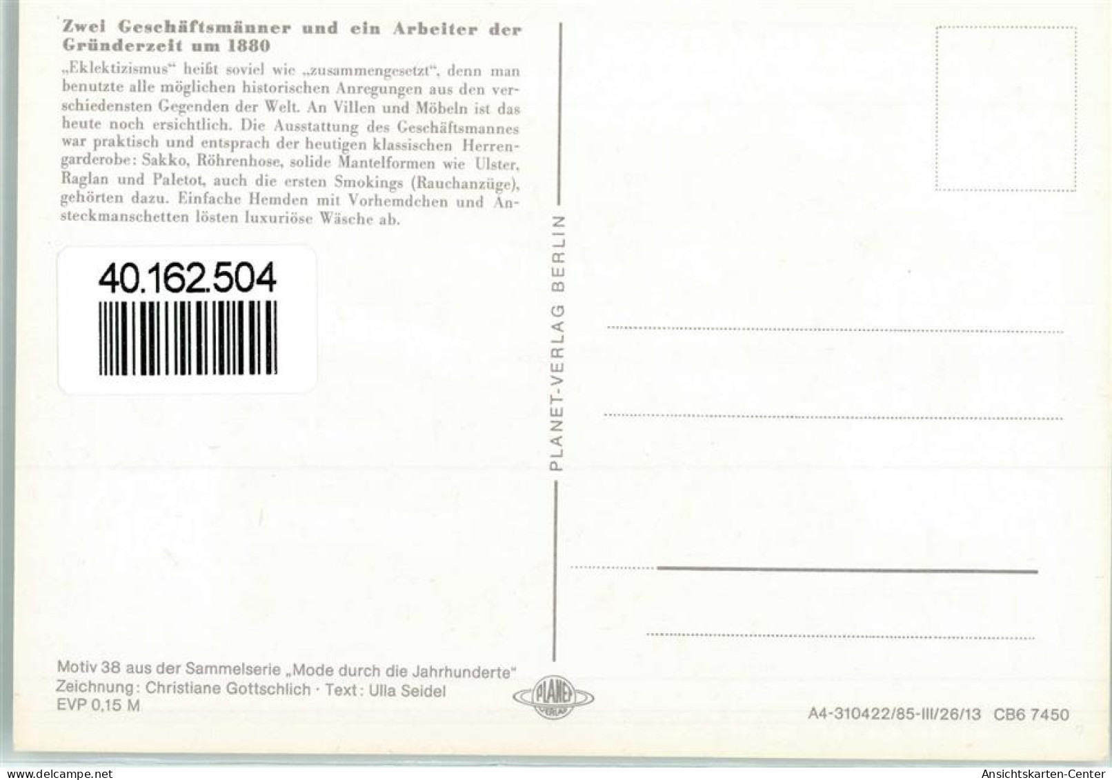 40162504 - Eklektizismus Um 1880 Geschaeftsmaenner Arbeiter Motiv 38 Aus Der Sammelserie Mode Durch Die Jahrhunderte - Fashion