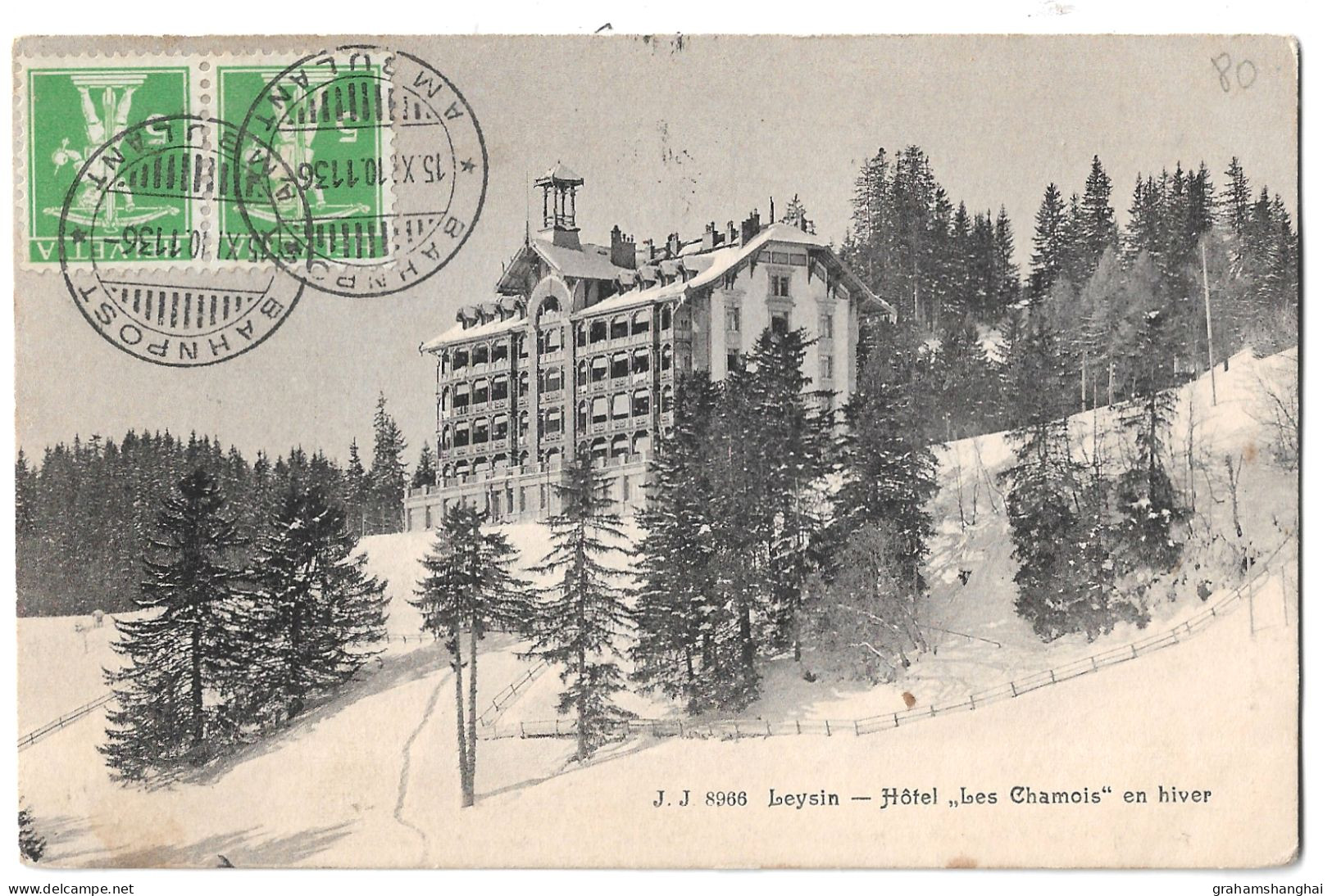 4 Postcards Lot Switzerland VD Vaud Leysin General Views Winter Hotel Les Chamois All Published Jullien Posted 1904-1911 - Leysin