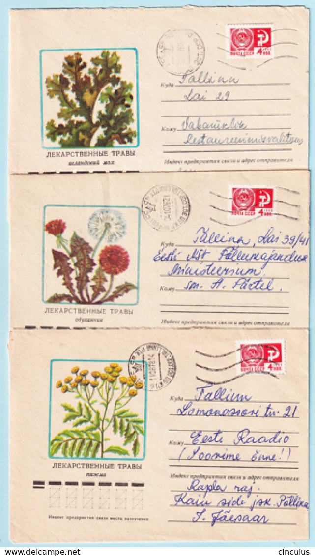 USSR 1974.0617. Medicinal Plants. Used Covers (3) - 1970-79