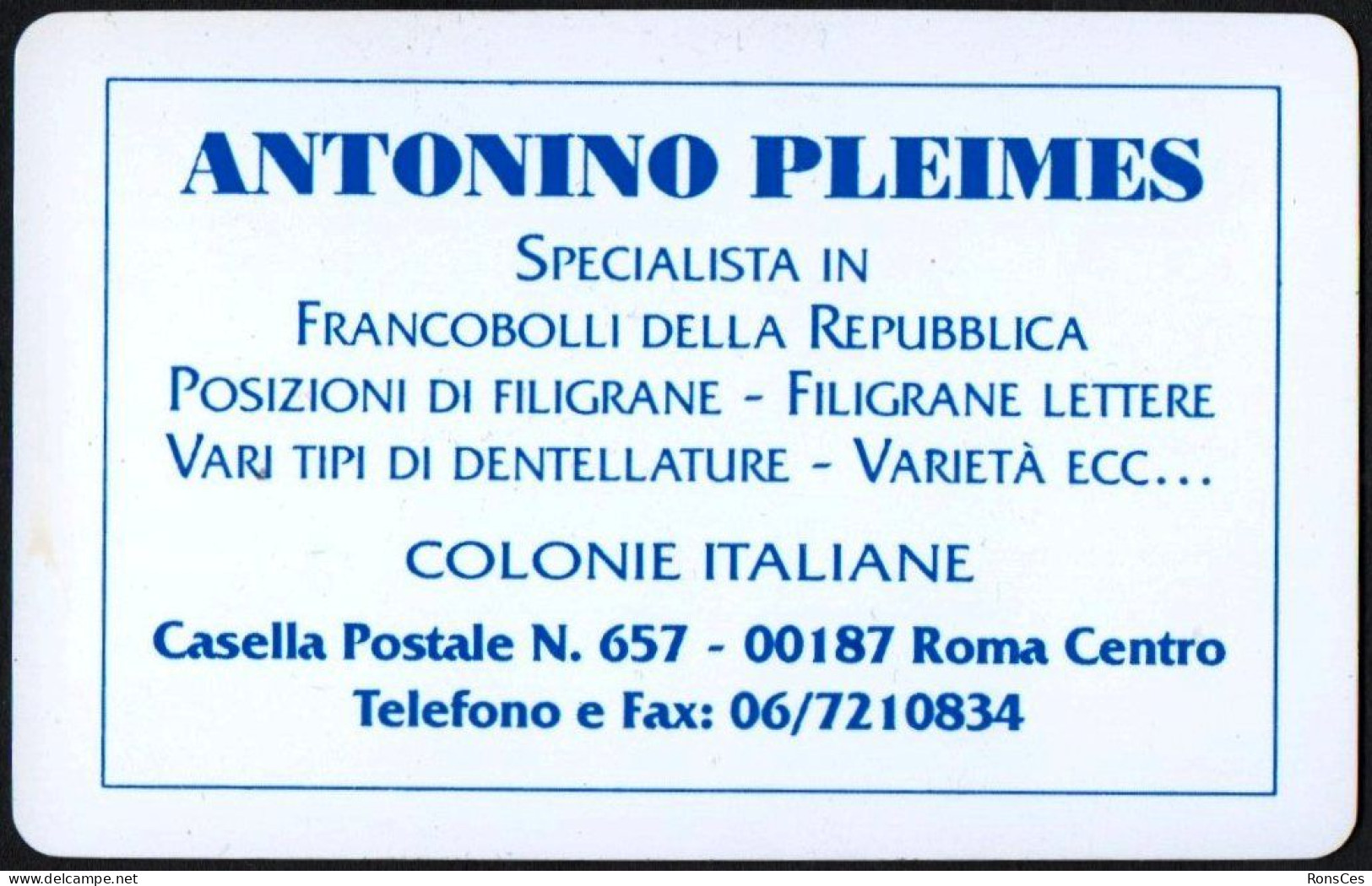 ITALIA 1996 - CALENDARIO TASCABILE - ANTONINO PLEIMES - SPECIALISTA IN FILATELIA - CALENDOVISITA 1996 - I - Kleinformat : 1991-00