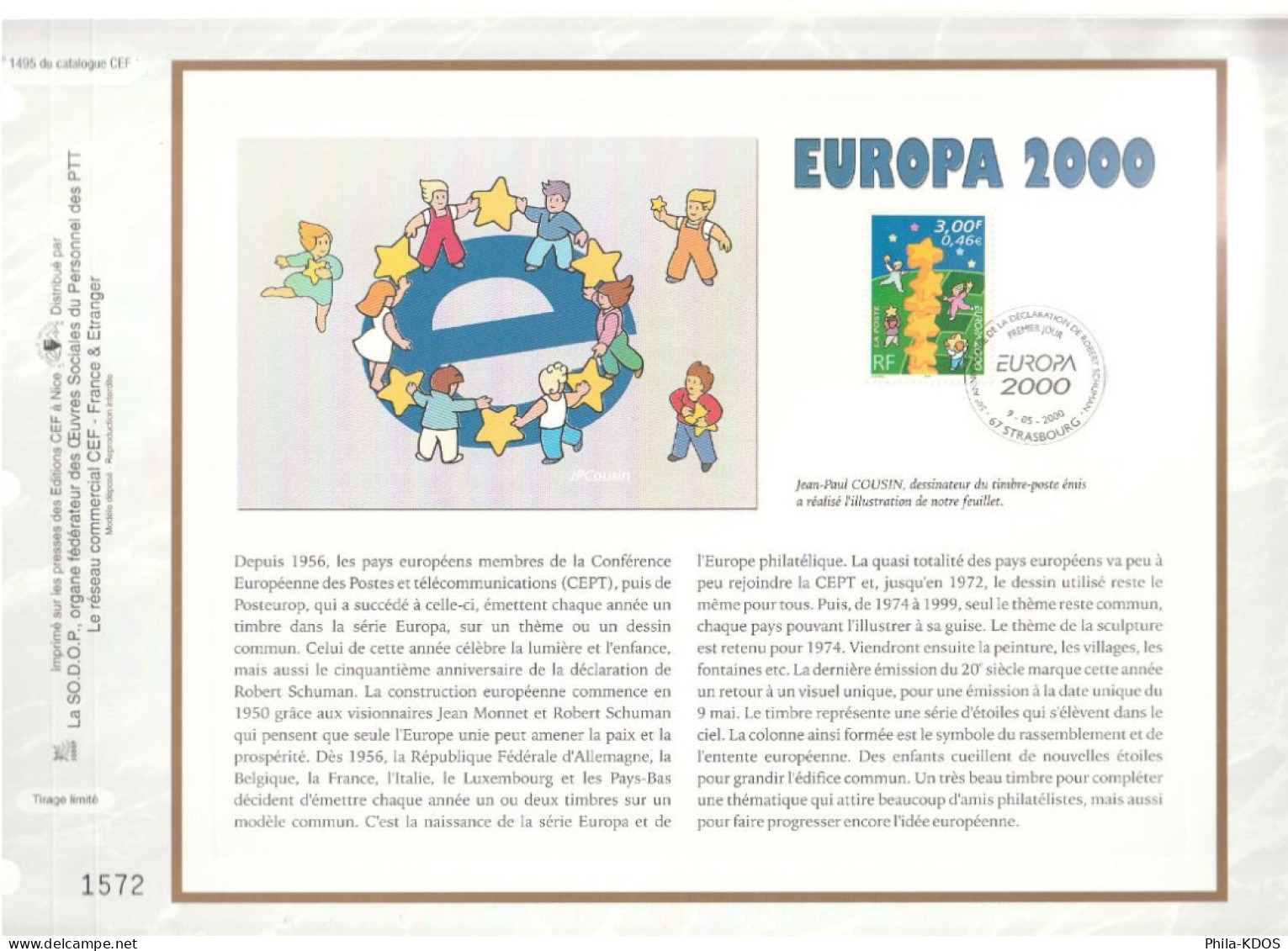 " EUROPA 2000 / ETOILES " Sur Feuillet CEF De 2000. N° 1495. N° YT 3327 Parfait état FDC à Saisir !!! - 2000