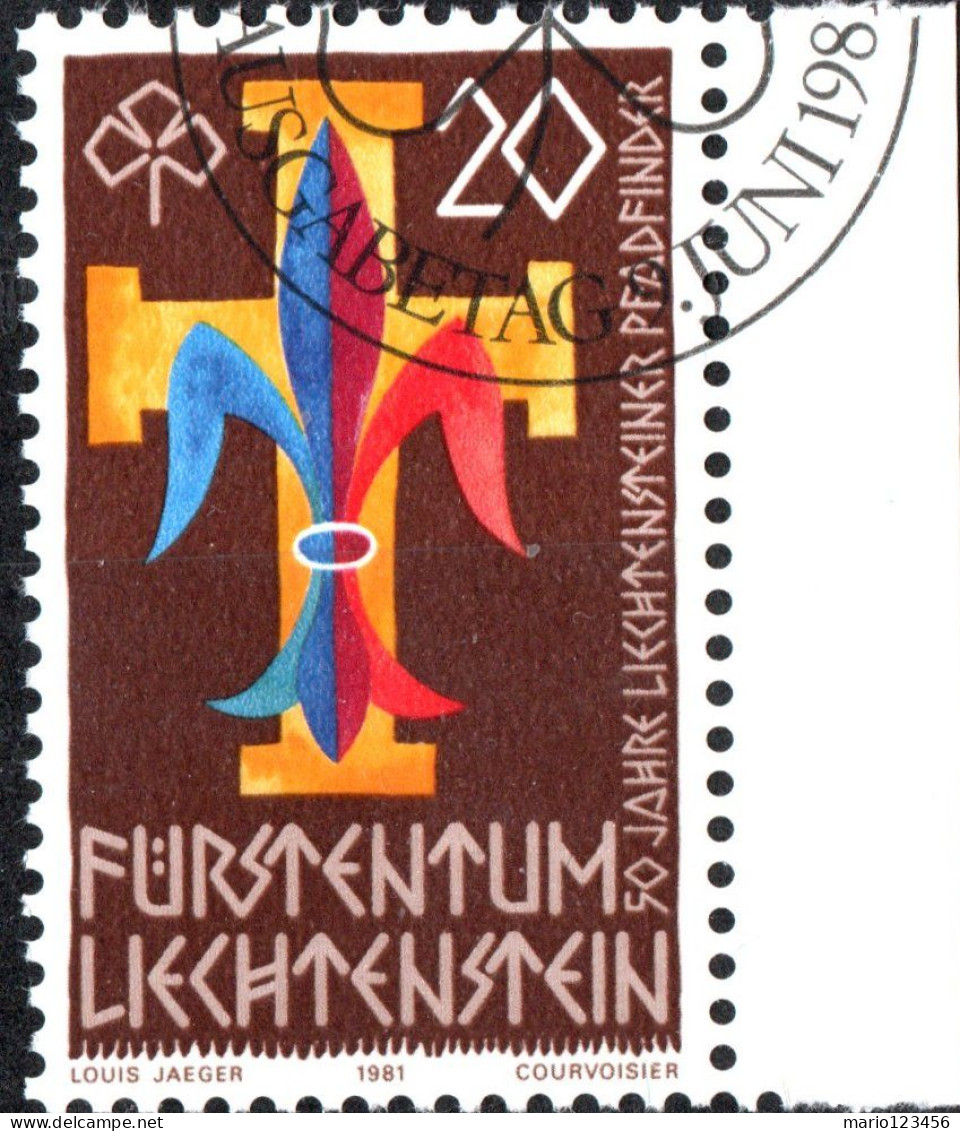 LIECHTENSTEIN, ANNIVERSARIO SCOUTS, 1981, USATO Mi:LI 773, Scott:LI 711, Yt:LI 714 - Oblitérés