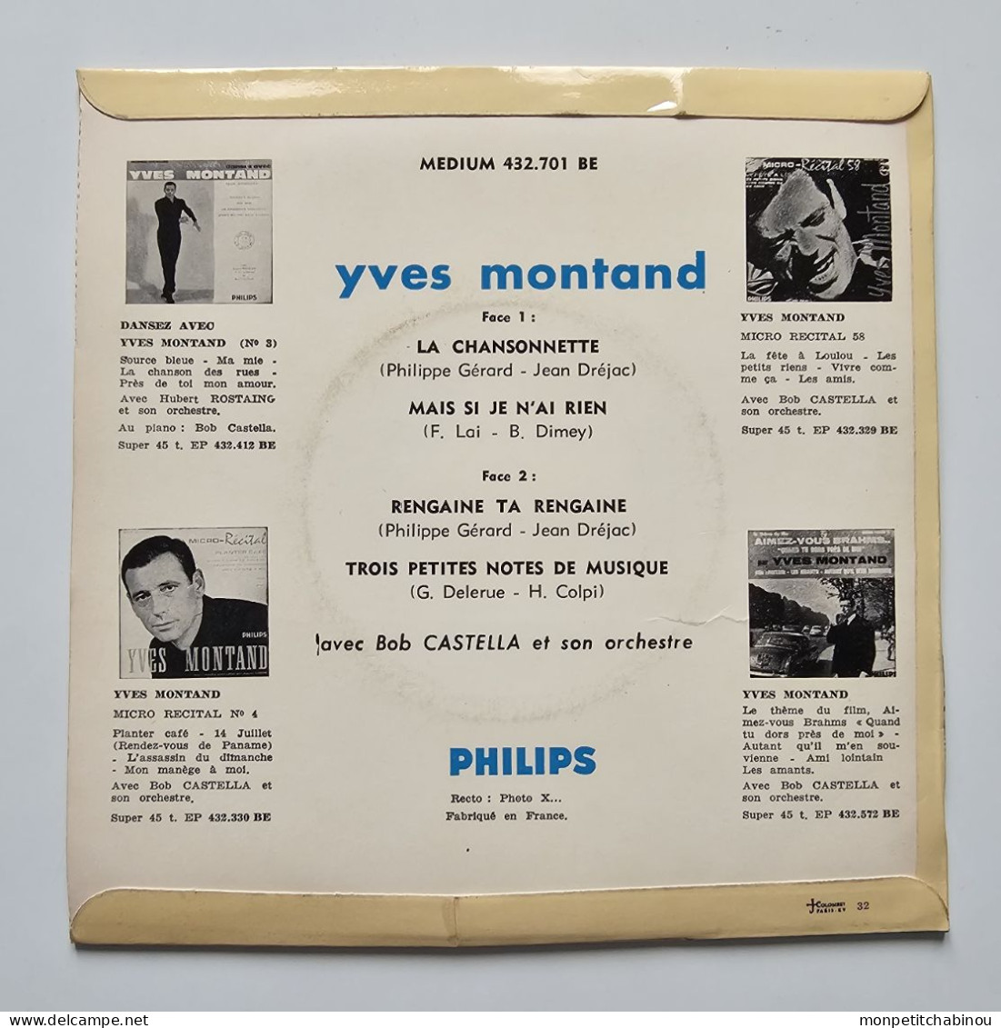 45T YVES MONTAND : La Chansonnette - Andere - Franstalig