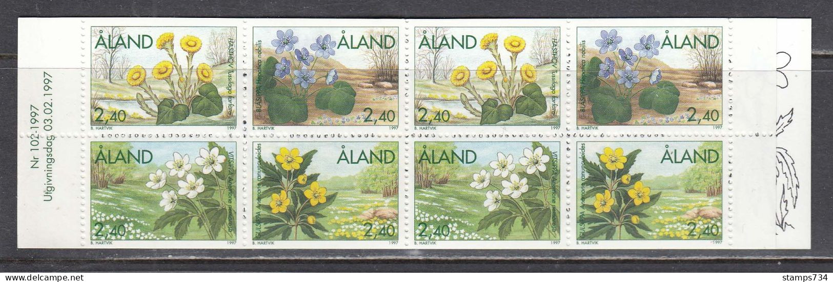 Aland 1997 - Flowers, Mi-Nr. 120/23 In Booklet, MNH** - Aland