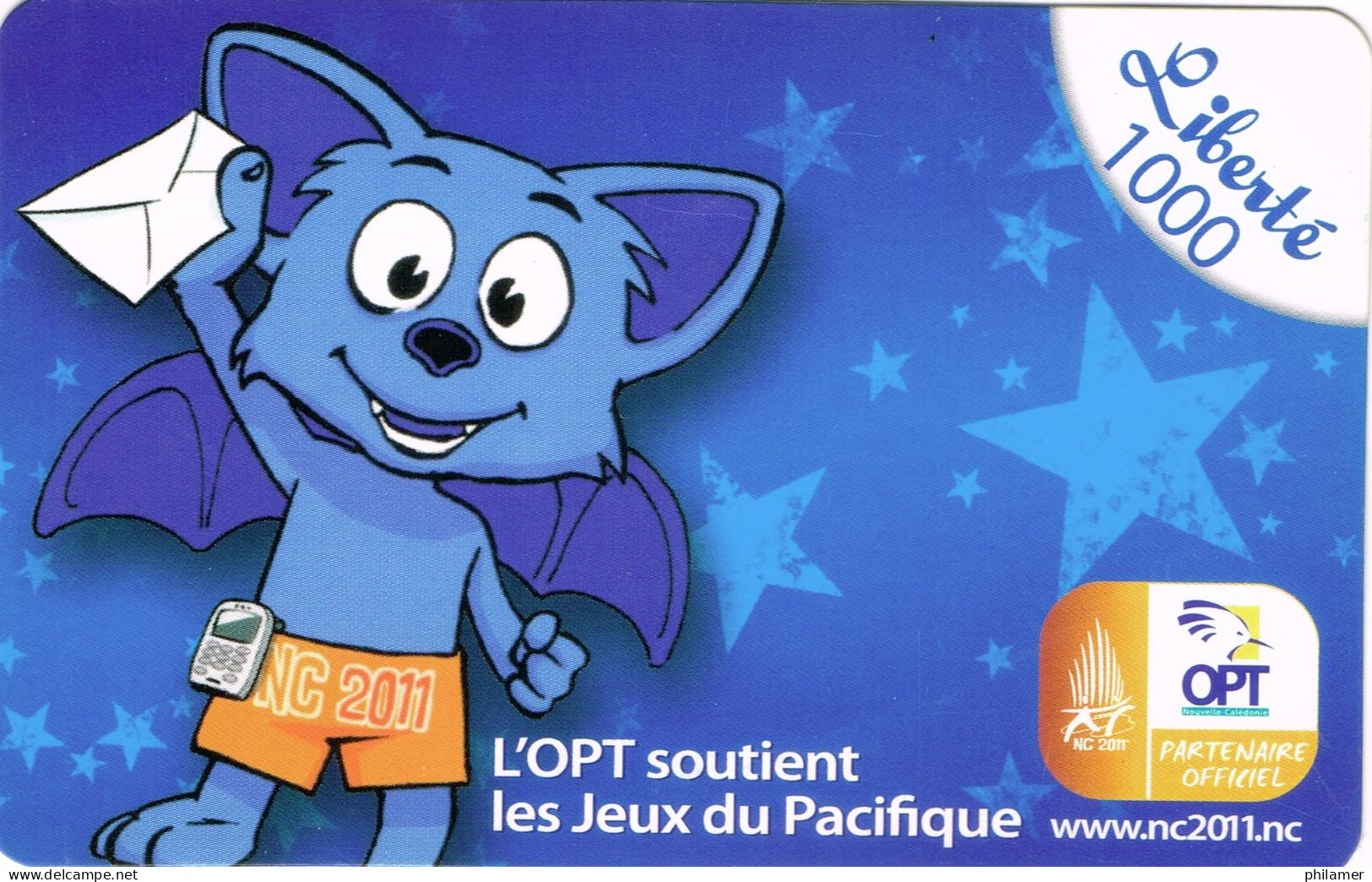 NOUVELLE CALEDONIE NEW CALEDONIA Telecarte Phonecard Prepayee Prepaid Liberte 1000 F Mascotte Roussette Ex. 2013 UT B - Nueva Caledonia