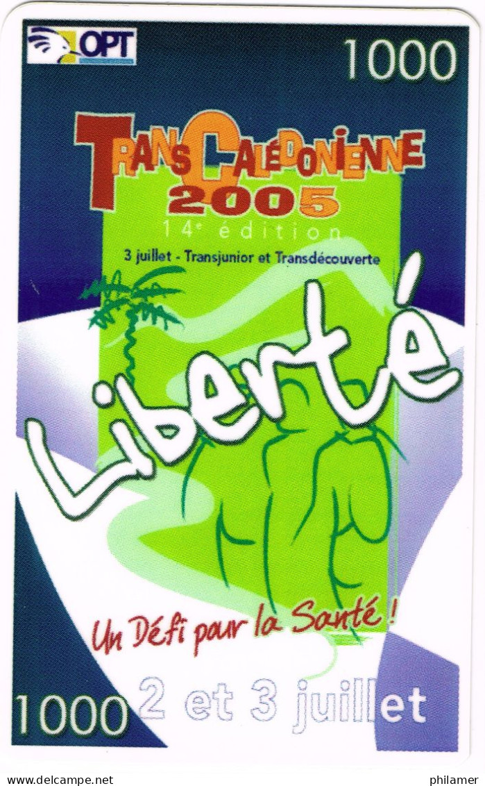 NOUVELLE CALEDONIE NEW CALEDONIA Telecarte Phonecard Prepayee Prepaid Liberte 1000 F Transcaledonienne Ex. 2008 UT B - Nuova Caledonia