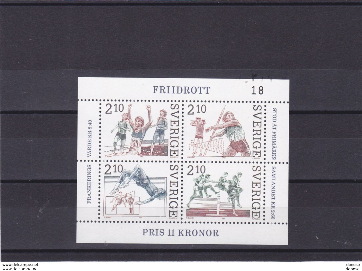 SUEDE 1986 ATHLETISME Yvert BF 14, Michel Block 14 NEUF** MNH Cote 6 Euros - Unused Stamps