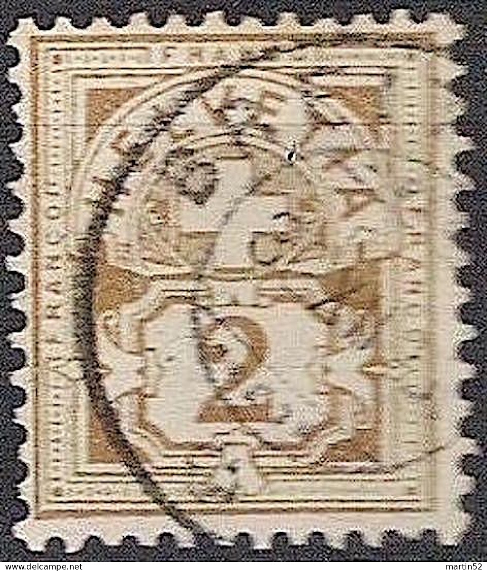 Schweiz Suisse 1894: Faser-Papier Melée Zu 58B Mi 50Y Yv 63 - 2c Olive Mit Stempel BREITENBACH 31.XII.95 (Zu CHF 1.00) - Usati