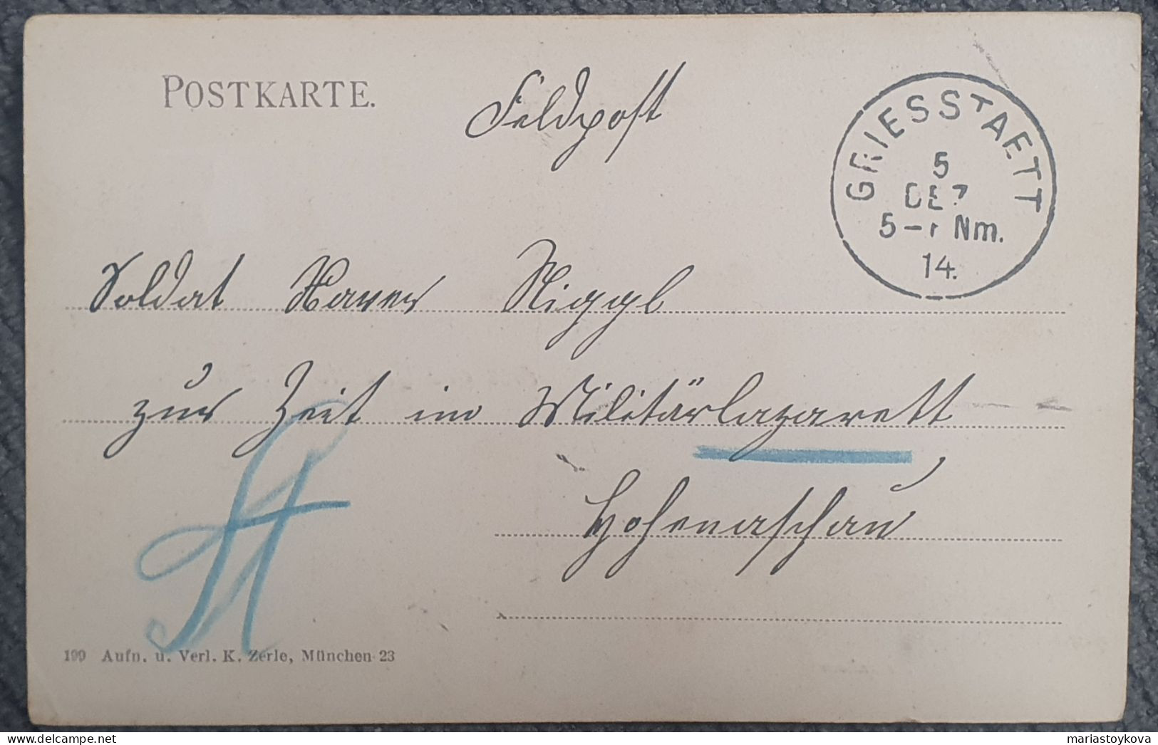 1914. Griesstätt Am Inn. Feldpost. - Wasserburg A. Inn