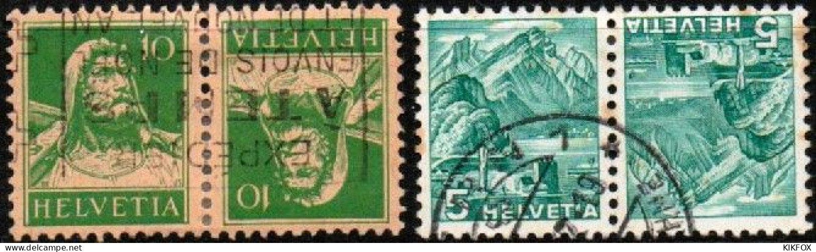 SCHWEIZ, SUISSE 1924, 1939, 2 X   Tête-bêche.  GESTEMPELT, OBLITERE - Tête-bêche