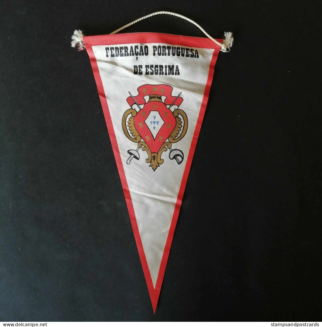 Portugal Fédération Escrime Fanion Fencing Federation Pennant Federação Portuguesa De Esgrima Bandeirola C.1970 - Esgrima