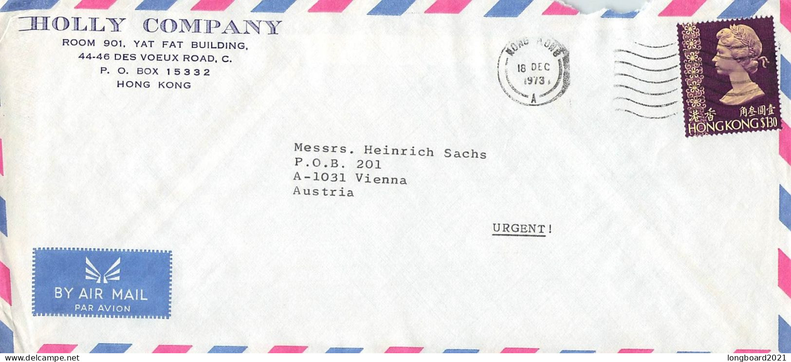 HONG KONG - AIR MAIL 1974 - WIEN/AT / 6271 - Lettres & Documents