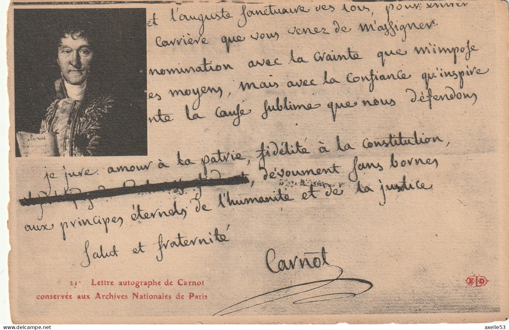 (10207) Lettre Autographe De Carnot - Persönlichkeiten