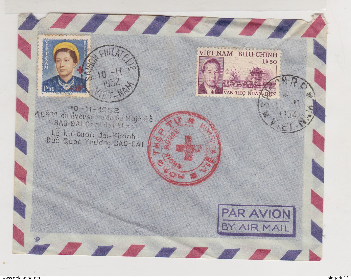 Fixe Croix Rouge Viet-Nam 40 ème Anniversaire Bao Daï 10 Novembre 1952 - Vietnam