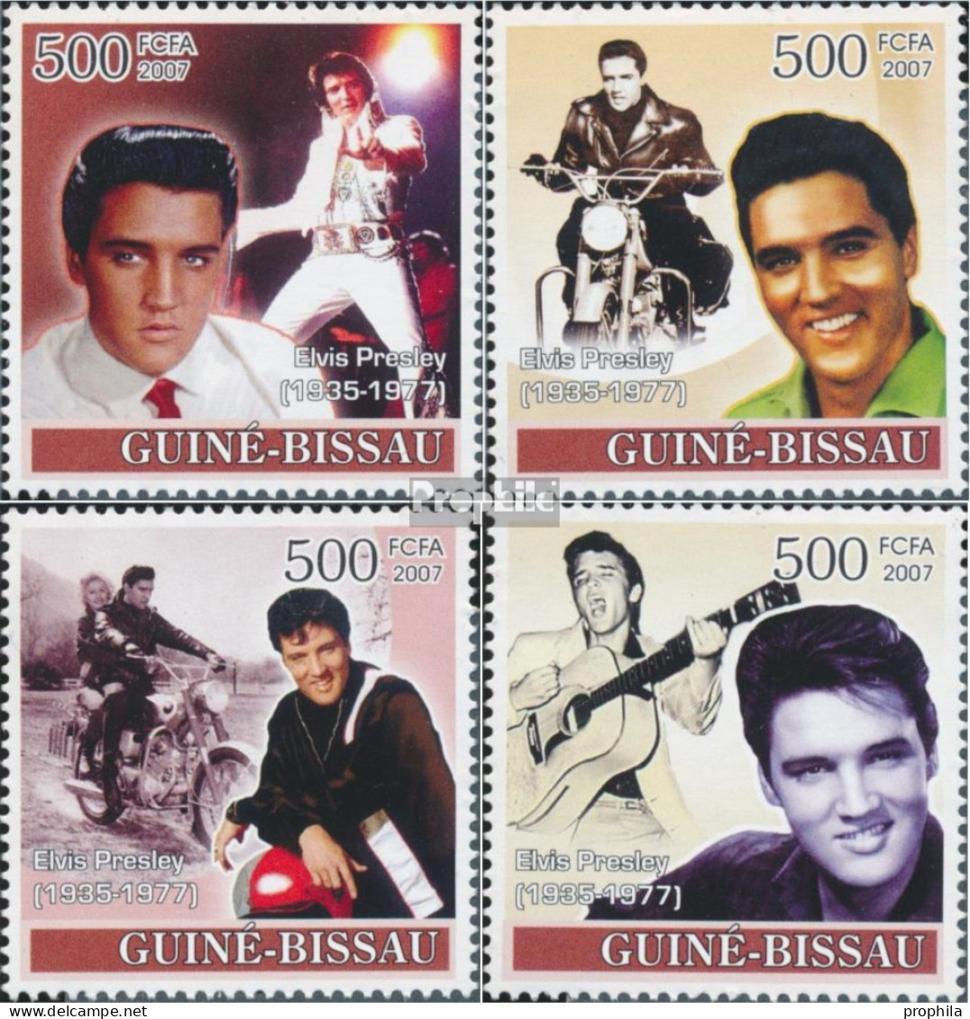 Guinea-Bissau 3658-3661 (kompl. Ausgabe) Postfrisch 2007 Elvis Presley Und Motorräder - Guinée-Bissau