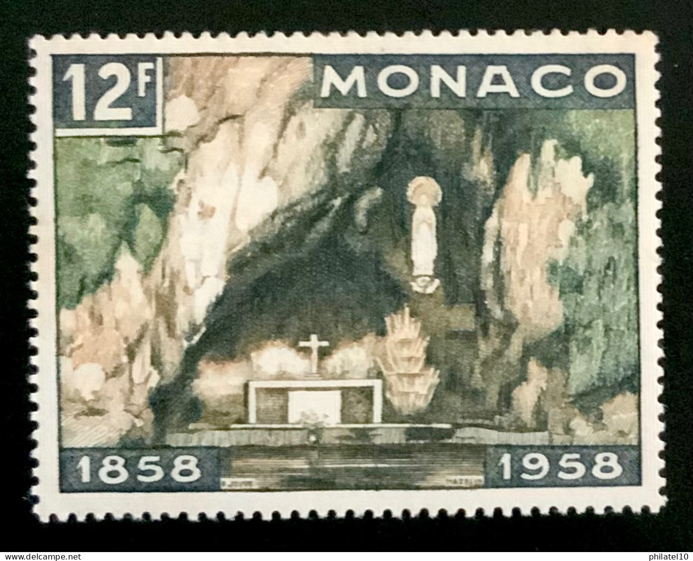 1958 MONACO N 498 CENTENAIRE DES APPARITIONS DE LOURDES GROTTE DE MASSIABELLE - NEUF** - Nuovi