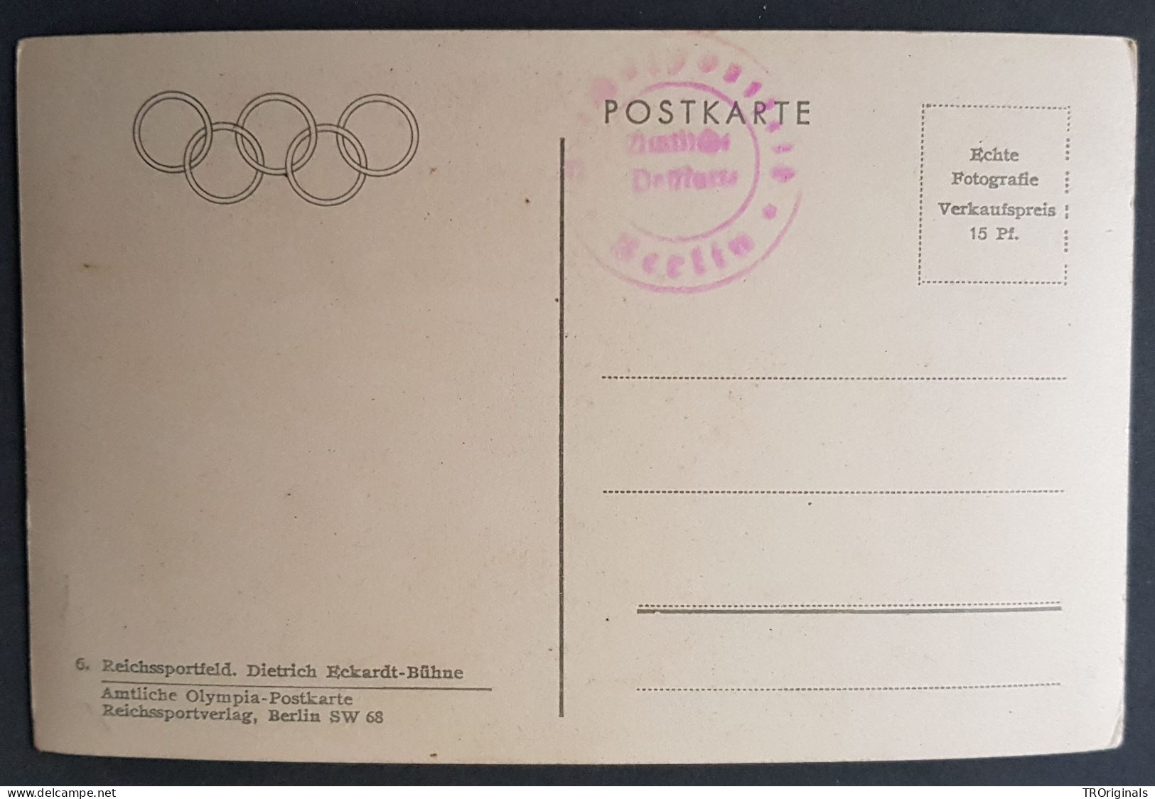 GERMANY THIRD 3rd REICH ORIGINAL POSTCARD BERLIN 1936 SUMMER OLYMPICS STADIUM VIEW - Jeux Olympiques