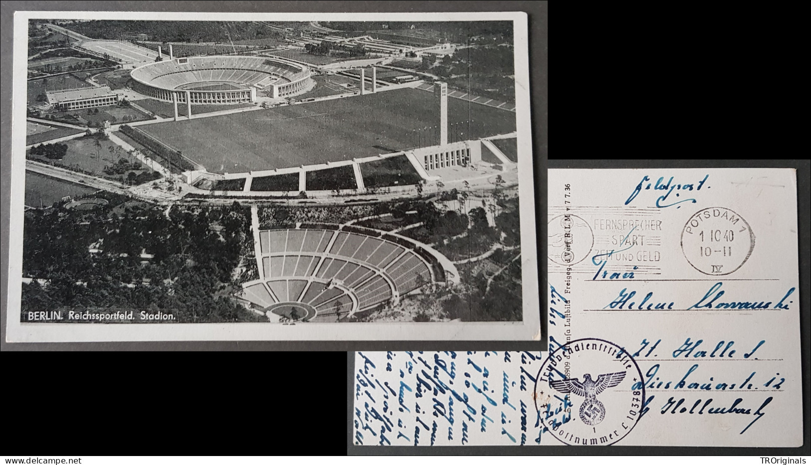 GERMANY THIRD 3rd REICH ORIGINAL POSTCARD BERLIN 1936 SUMMER OLYMPICS STADIUM VIEW - Olympic Games