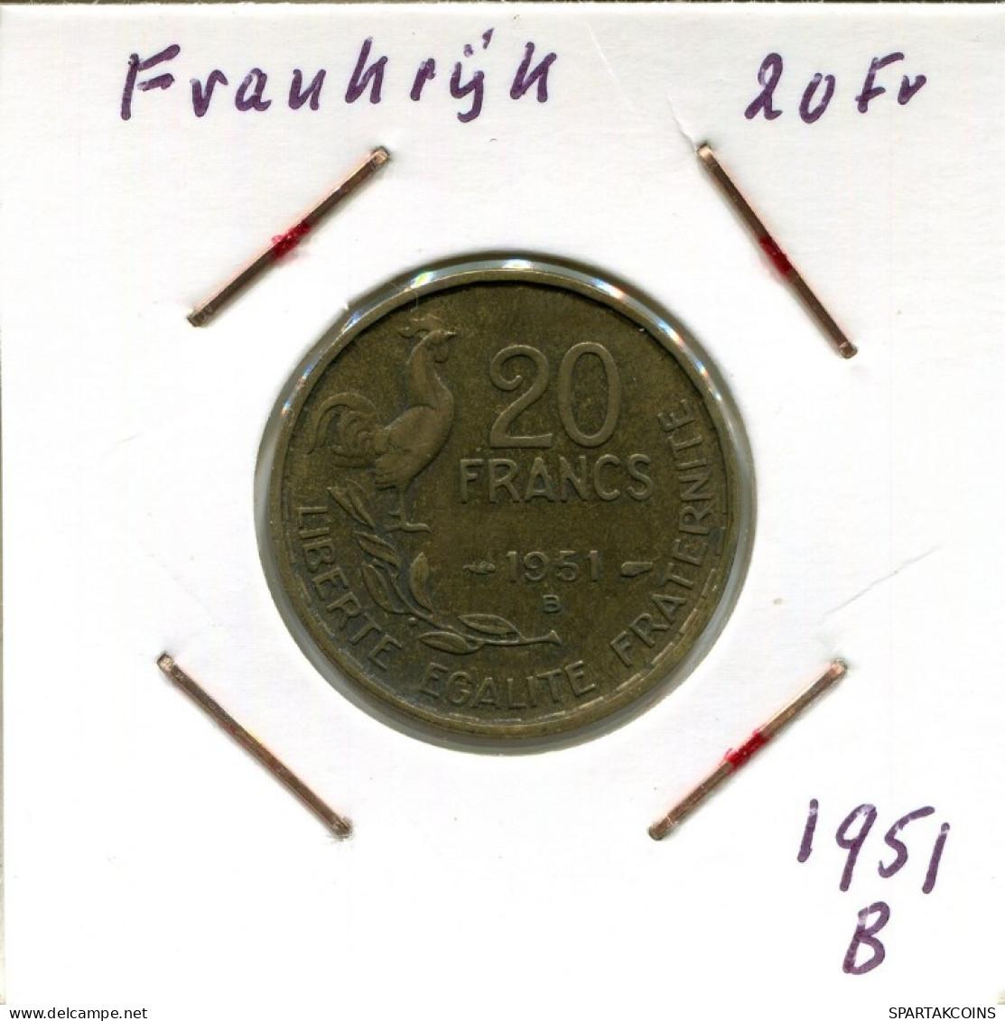 20 FRANCS 1951 B FRANCE Pièce Française #AM682.F.A - 20 Francs