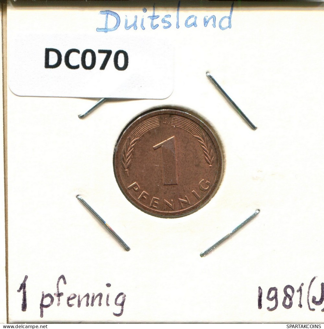 1 PFENNIG 1981 J WEST & UNIFIED GERMANY Coin #DC070.U.A - 1 Pfennig