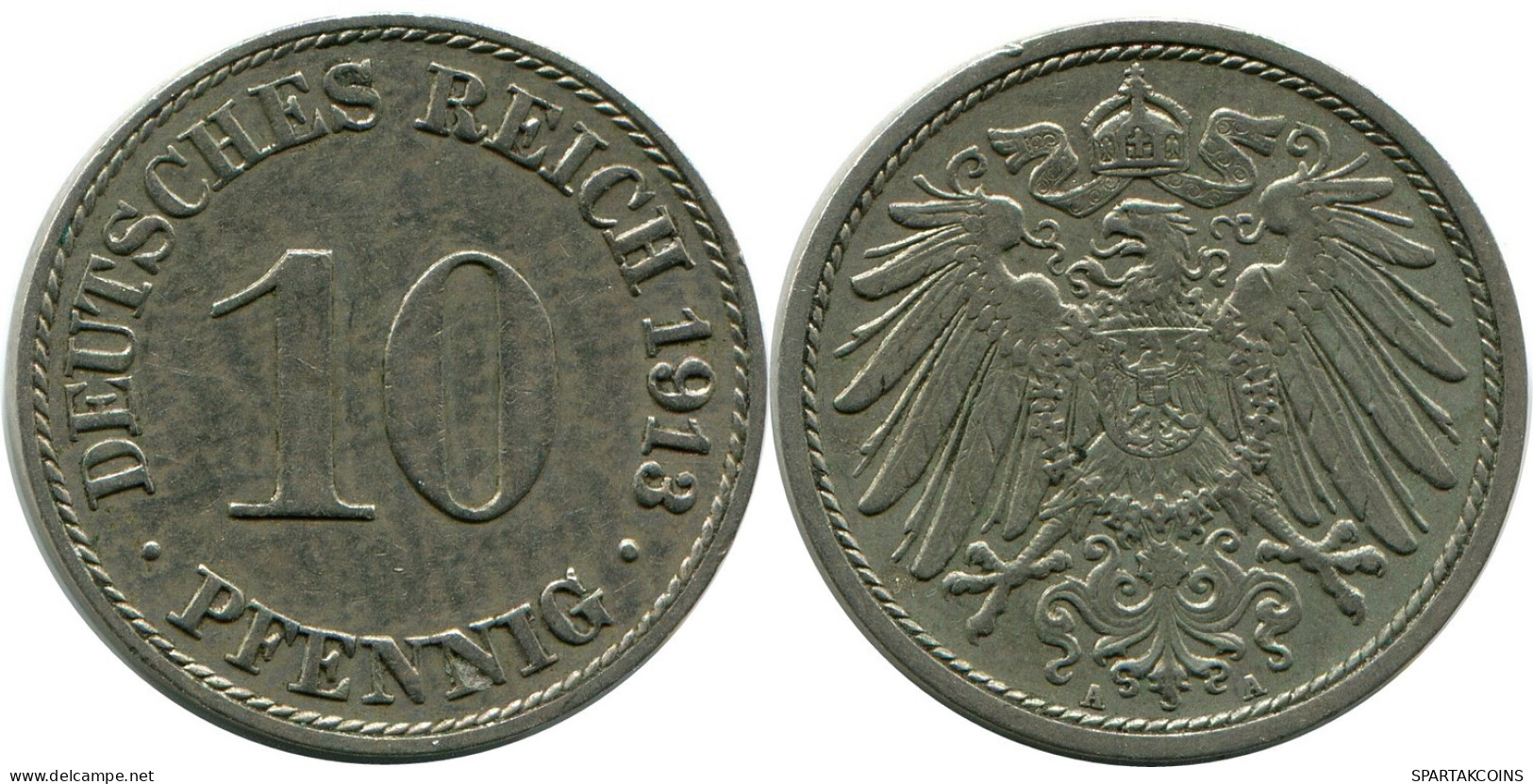 10 PFENNIG 1913 A GERMANY Coin #DB291.U.A - 10 Pfennig