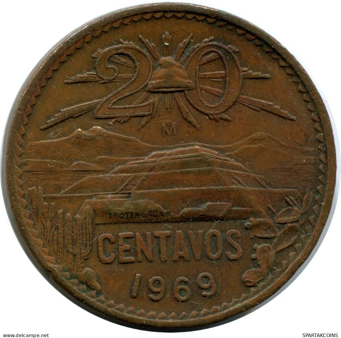 20 CENTAVOS 1969 MEXICO Coin #AH533.5.U.A - Mexique
