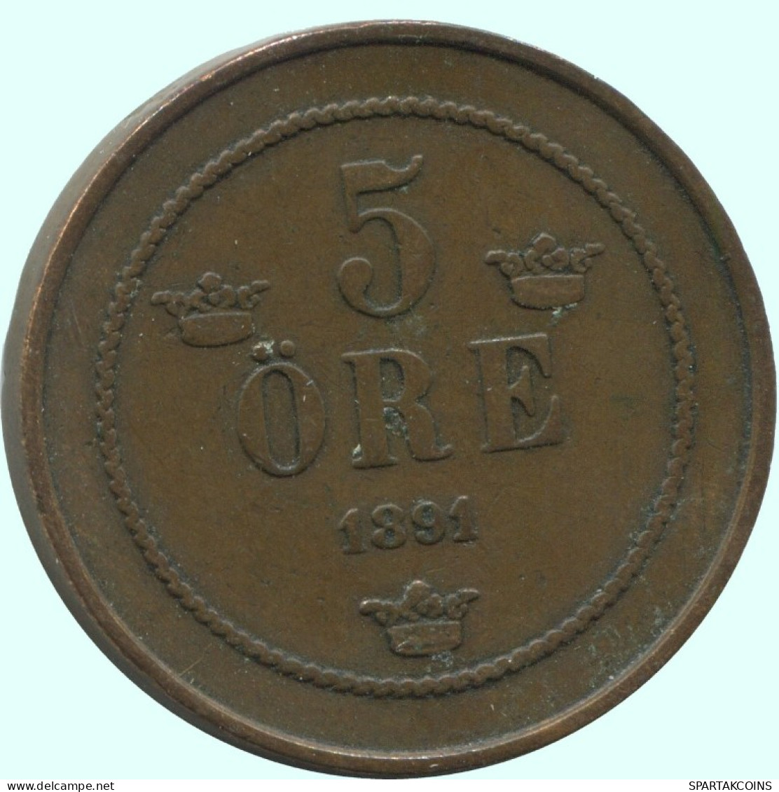 5 ORE 1891 SUÈDE SWEDEN Pièce #AC648.2.F.A - Suède