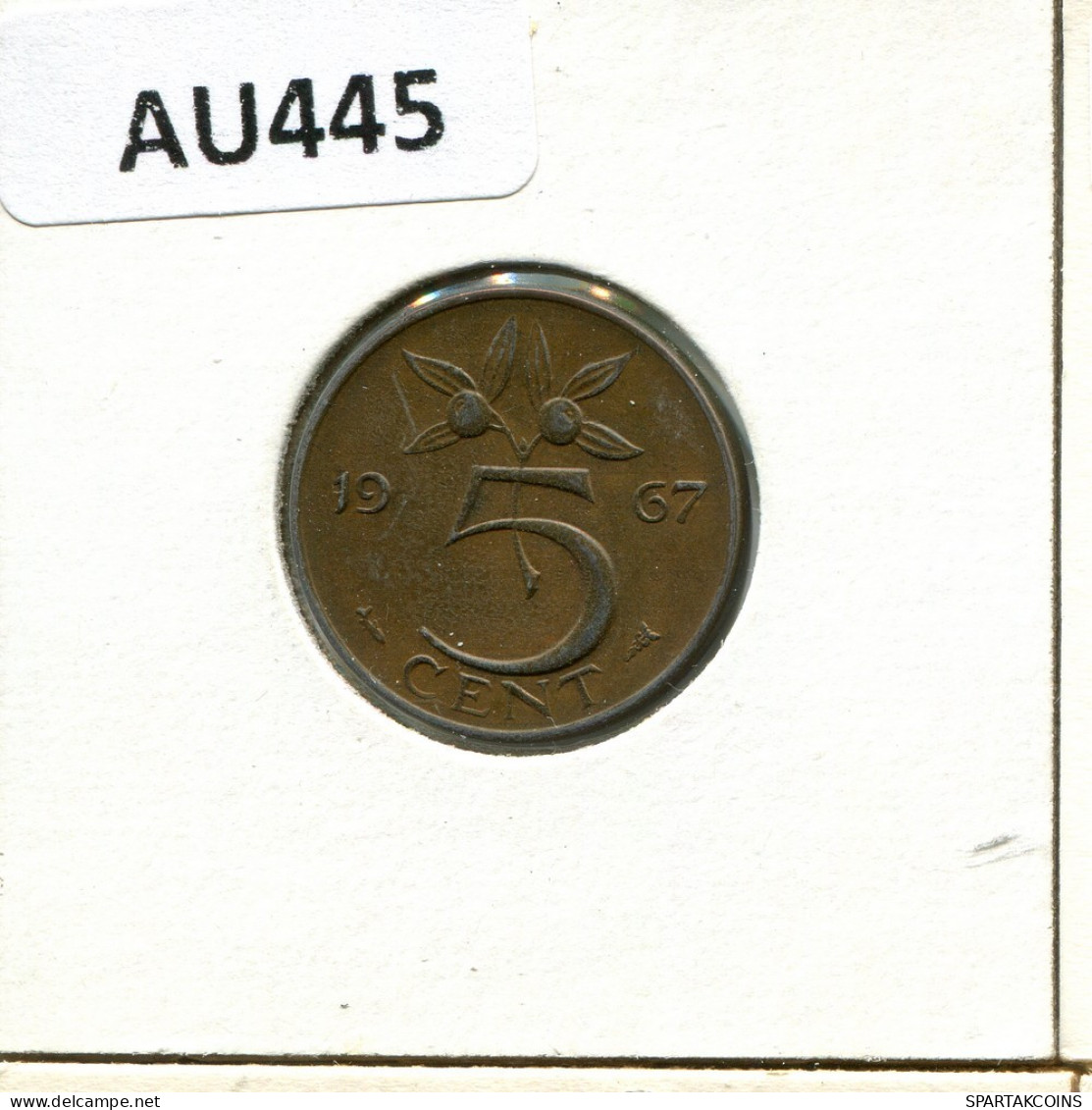 5 CENTS 1967 NEERLANDÉS NETHERLANDS Moneda #AU445.E.A - 1948-1980 : Juliana