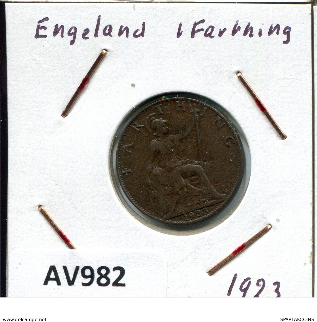 FARTHING 1923 UK GRANDE-BRETAGNE GREAT BRITAIN Pièce #AV982.F.A - B. 1 Farthing